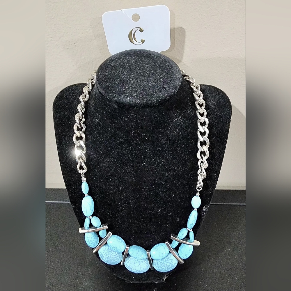 NWT Charming Charlie Turquoise Stone Layered Statement Necklace